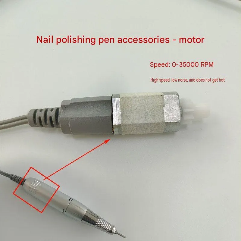 Nail drill motor, connecting cable, and nail drill handpiece components