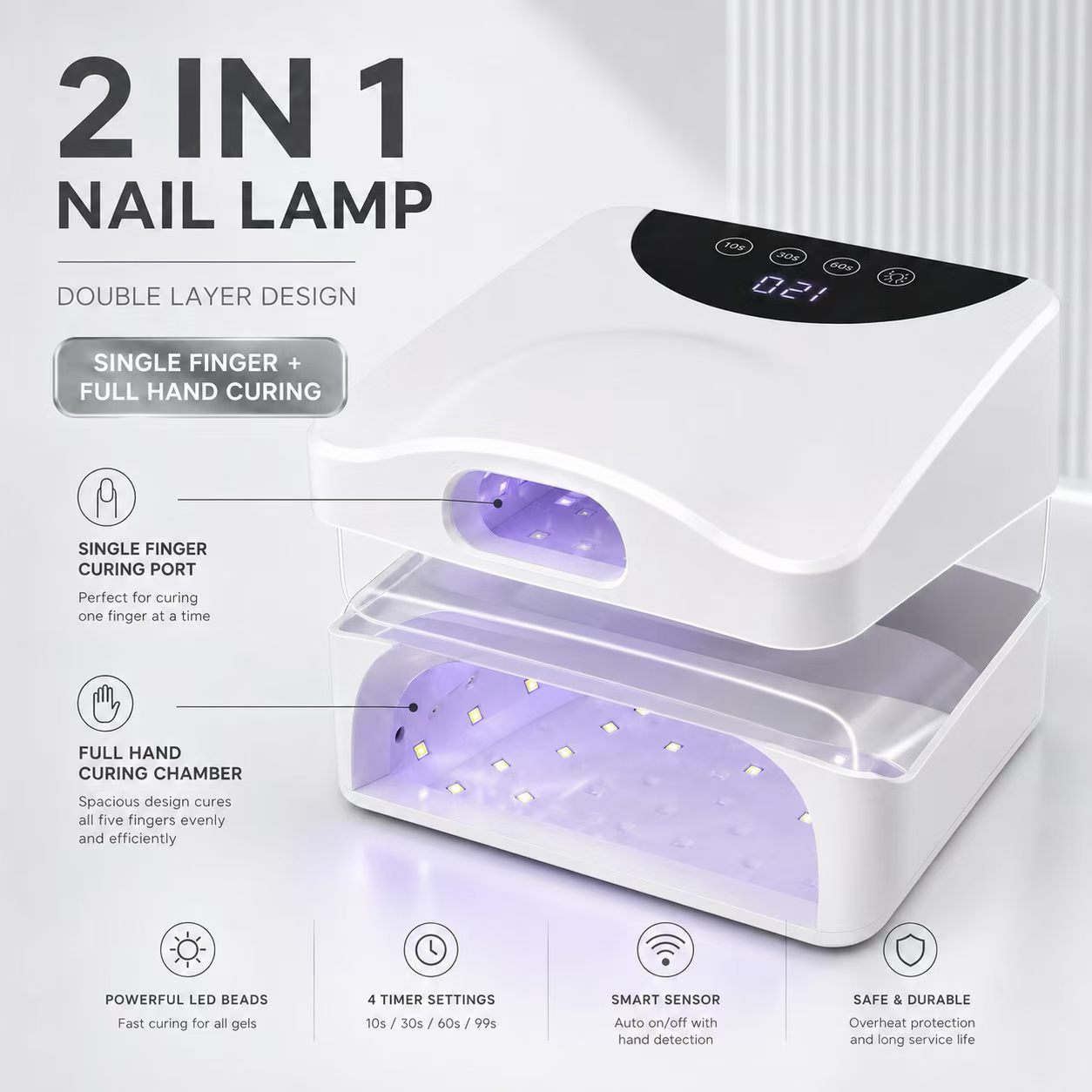 Dual Chamber Corded UV LED Nail Lamp L-008 Wholesale